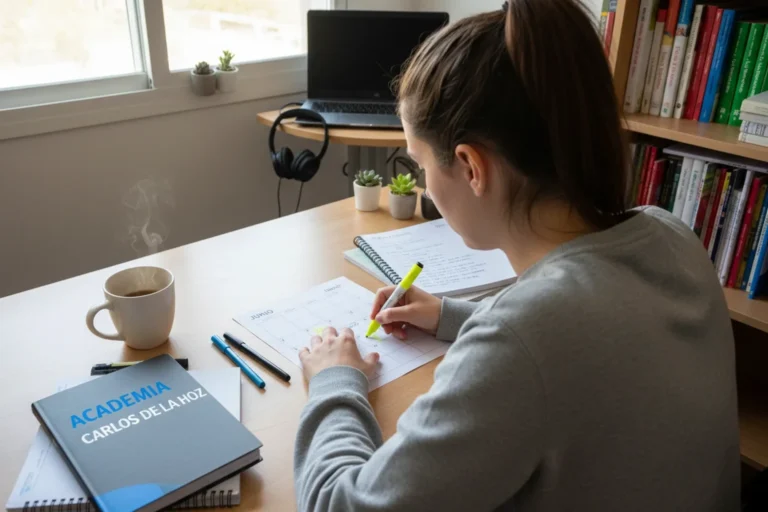 Estudiante marcando las fechas de Selectividad 2026 en un calendario de junio sobre su escritorio de estudio en casa