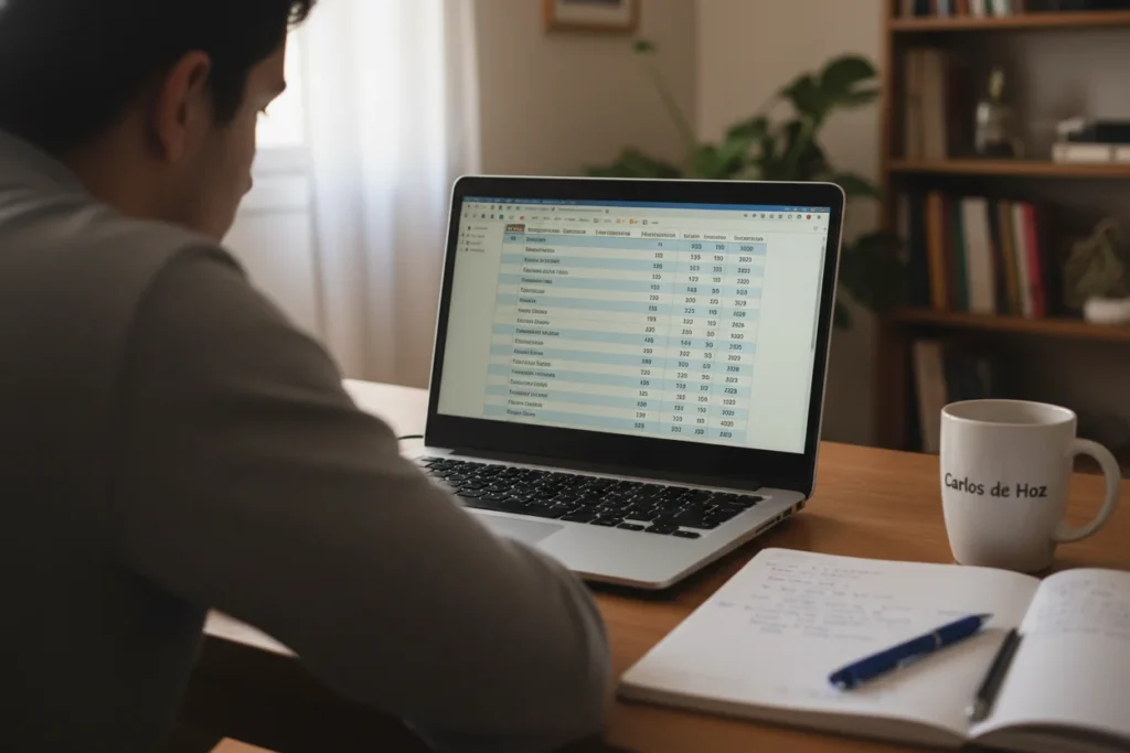 Estudiante consultando en el ordenador las notas de corte de Enfermería 2026 por universidad.