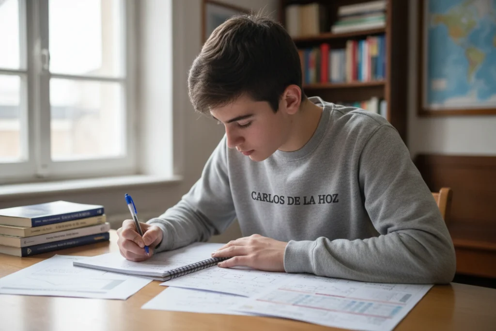 Estudante a preparar o Exame Nacional de Física e Química A