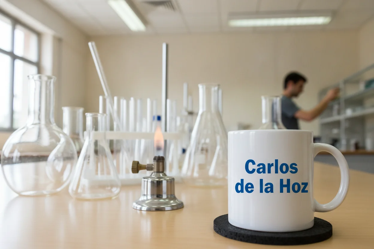 Laboratorio de química universitario con matraces y probetas para preparar Farmacia