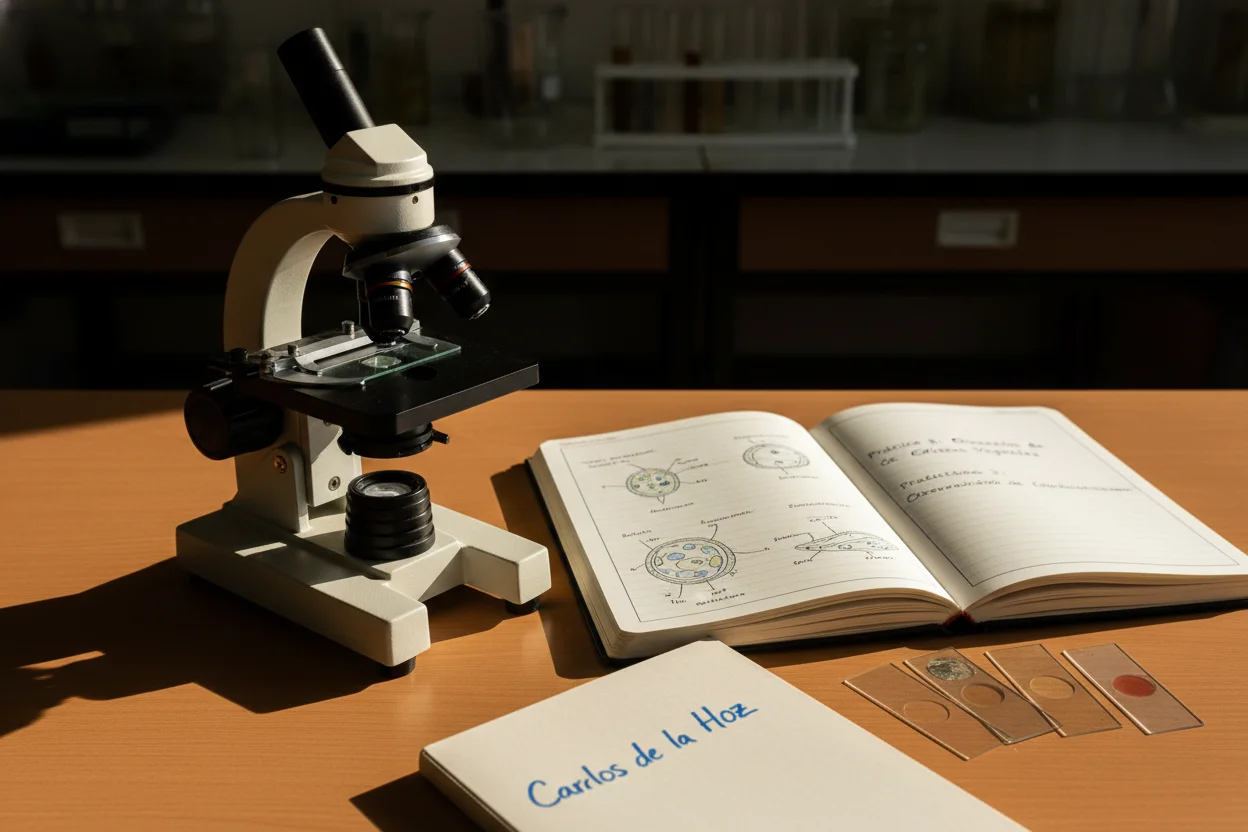 Prácticas de biología con microscopio en el Bachillerato de Ciencias de la Salud.