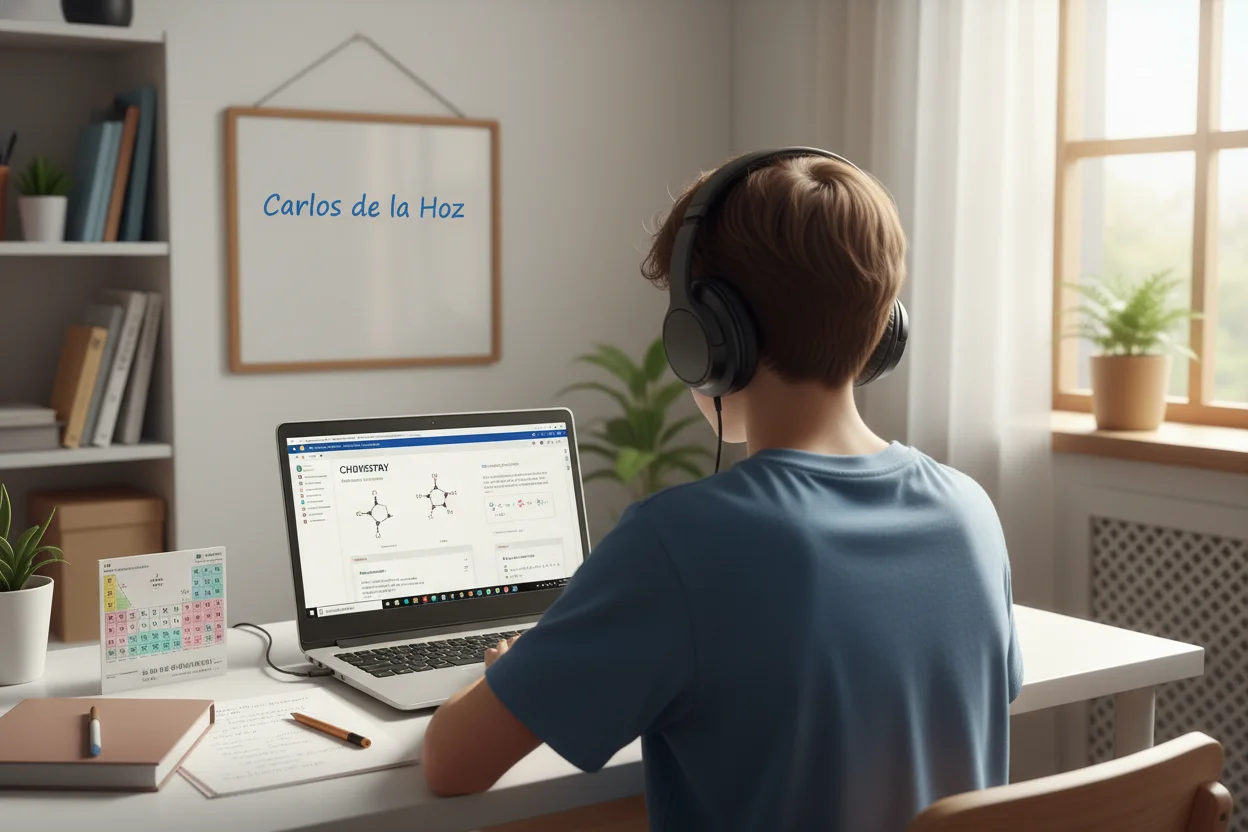 Estudiante en una tutoría online de Química preparando el acceso a la carrera de Medicina.
