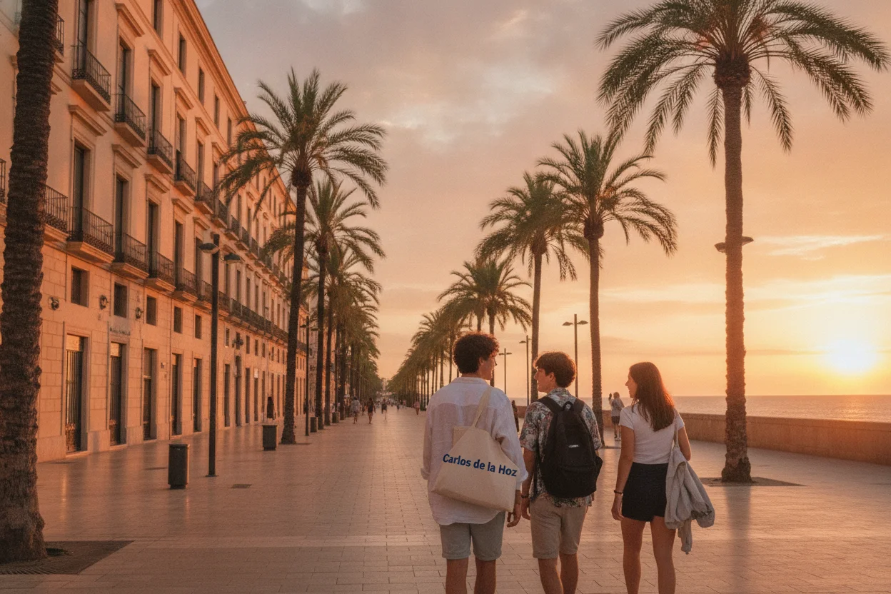 estudantes a passear pela avenida de Alicante ao fim da tarde